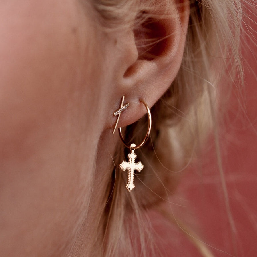 Cross Hoop Earrings