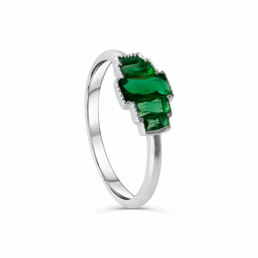 Eternity Emerald Ring In Sterling Silver