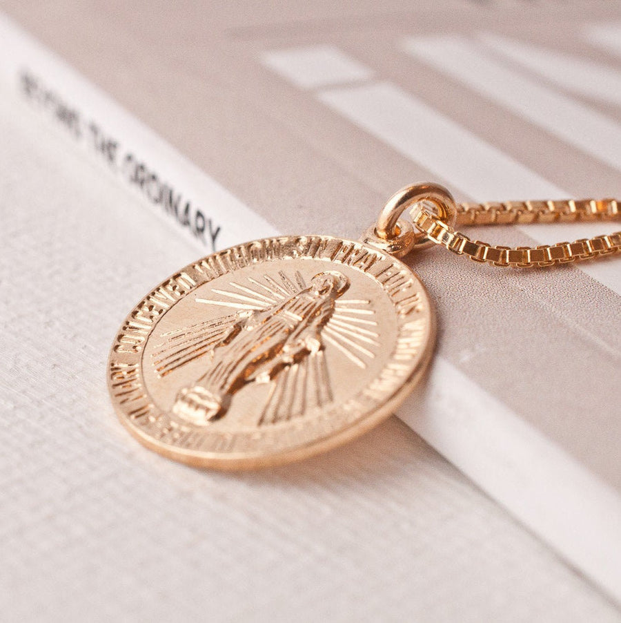Gold Mary Pendant Necklace