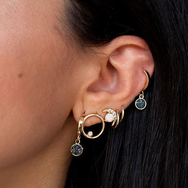 Druzy Gold Hoop Earrings